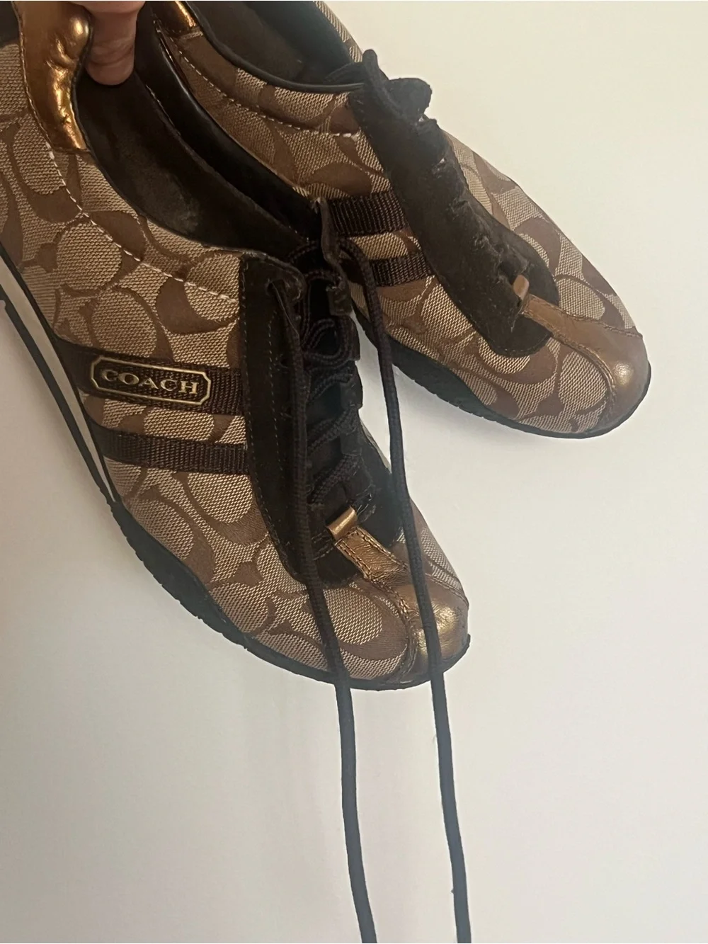 Coach Brown & Tan Signature Logo Low-Top Sneakers